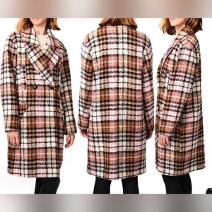 Bernardo Plaid Wool Blend Coat